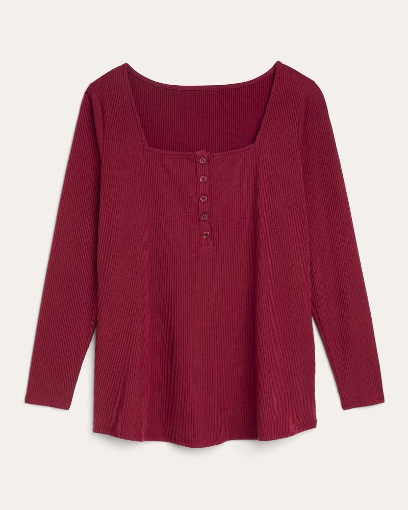 Front of plus size Wren Long-Sleeve Ribbed Henley Top by Socialite | Dia&Co | dia_product_style_image_id:179391